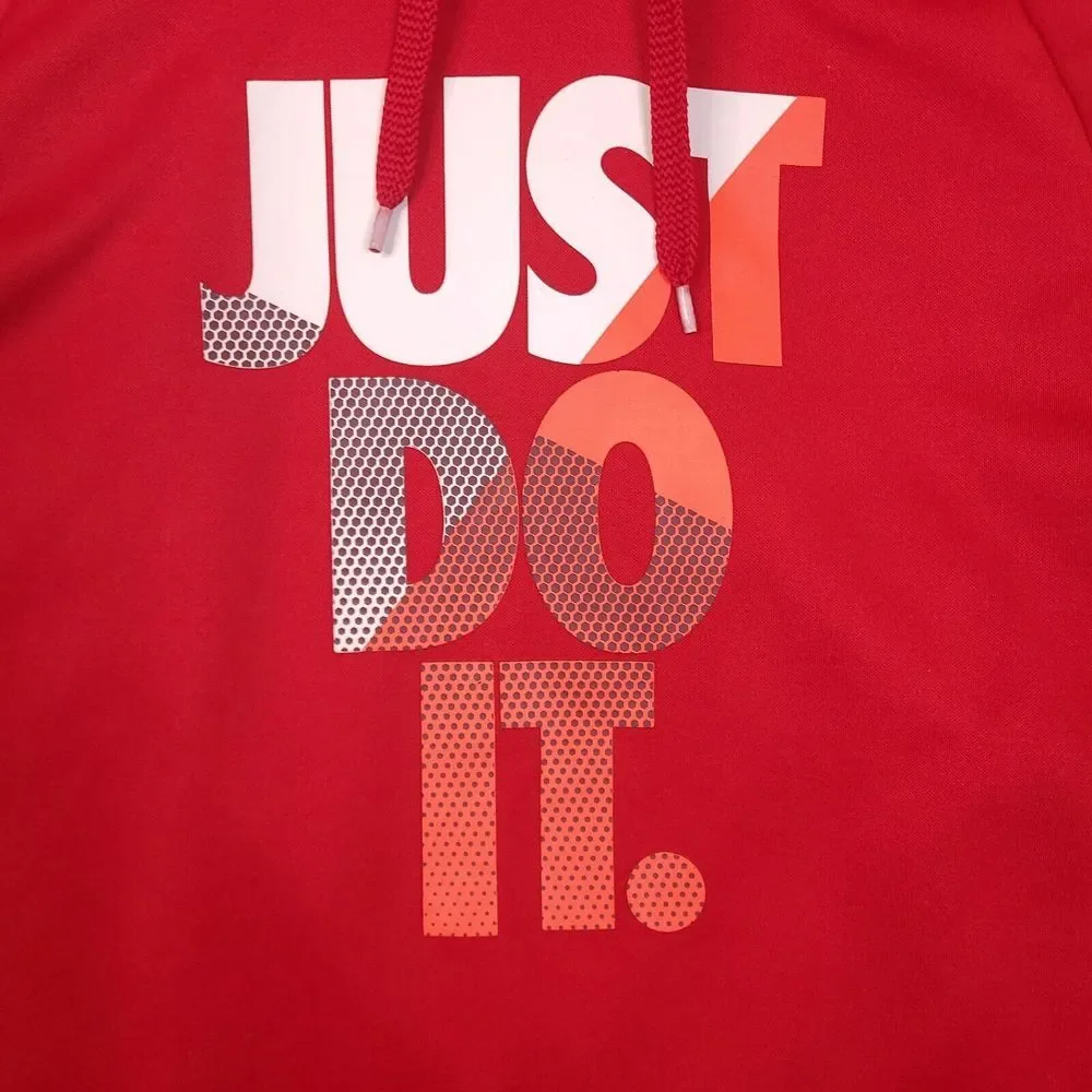Nike Hoodie Sweatshirt Mens Medium Dri Fit Red‎ Just Do It Athletic Pullover - Picture 2 of 16